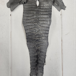 ワニ革　クレイフィニッシュ　墨黒　No.C008676 5枚目の画像