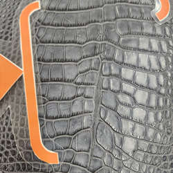 ワニ革　クレイフィニッシュ　墨黒　No.C008676 9枚目の画像