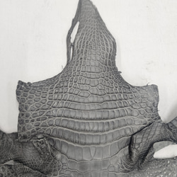 ワニ革　クレイフィニッシュ　墨黒　No.C008677 3枚目の画像