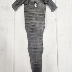 ワニ革　クレイフィニッシュ　墨黒　No.C008677 5枚目の画像