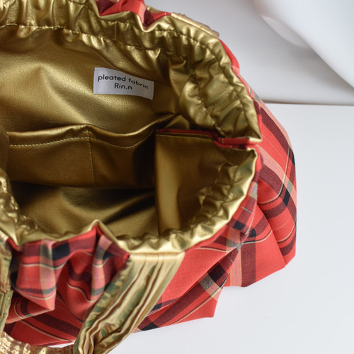 リバーシブルトートバッグ♡ GOLD × チェック トートバッグ Rin