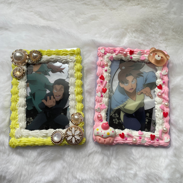 256】B8 トレカケース レースデコ ホイップデコ【黒 ピンク】 ホイップ