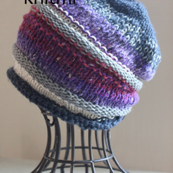 男女兼用【ウール100%】しめつけない　ニット帽　北欧オーロラ 2枚目の画像