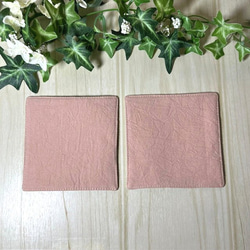 くすみピンクのお花のペアコースター　送料込み 3枚目の画像