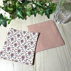 くすみピンクのお花のペアコースター　送料込み 4枚目の画像