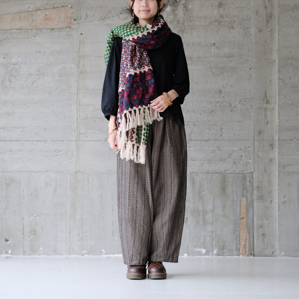 【待望の七分袖】人気シリーズ新作！かぎ針編み七分袖カットソー（25w-02）ブラック 3枚目の画像