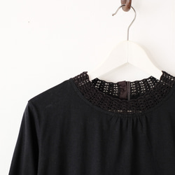 【待望の七分袖】人気シリーズ新作！かぎ針編み七分袖カットソー（25w-02）ブラック 13枚目の画像