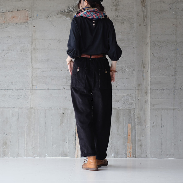 【待望の七分袖】人気シリーズ新作！かぎ針編み七分袖カットソー（25w-02）ブラック 6枚目の画像