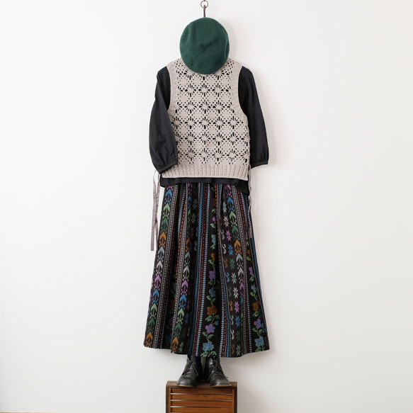 【待望の七分袖】人気シリーズ新作！かぎ針編み七分袖カットソー（25w-02）ブラック 9枚目の画像