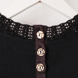 【待望の七分袖】人気シリーズ新作！かぎ針編み七分袖カットソー（25w-02）ブラック 15枚目の画像