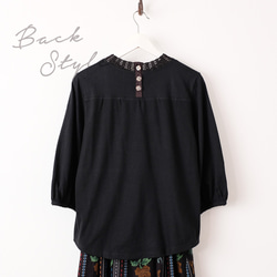 【待望の七分袖】人気シリーズ新作！かぎ針編み七分袖カットソー（25w-02）ブラック 12枚目の画像