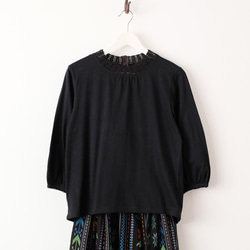 【待望の七分袖】人気シリーズ新作！かぎ針編み七分袖カットソー（25w-02）ブラック 11枚目の画像