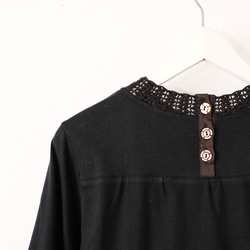 【待望の七分袖】人気シリーズ新作！かぎ針編み七分袖カットソー（25w-02）ブラック 14枚目の画像