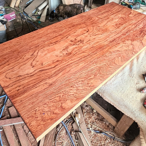 ブビンガ一枚板ダイニングテーブル最上杢特大リビングおしゃれ