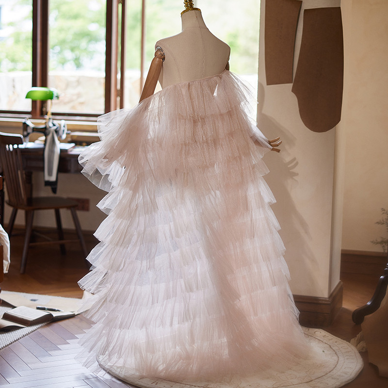 ケープ トレーン 裾引き ピンク DIY 高級感 肩飾り アクセサリー パーティー ウェディングドレス DTY030