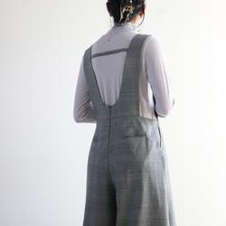 秋季新品【灰色】羊毛混紡優雅多層格紋工裝褲，適合成人休閒穿著♡ 第5張的照片