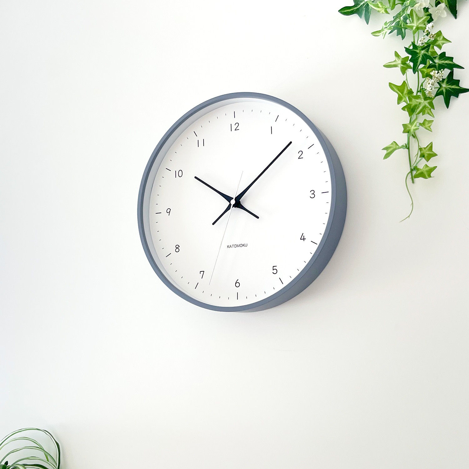 KATOMOKU plywood clock 12 グレー km-80GR 掛け時計 木製 静か