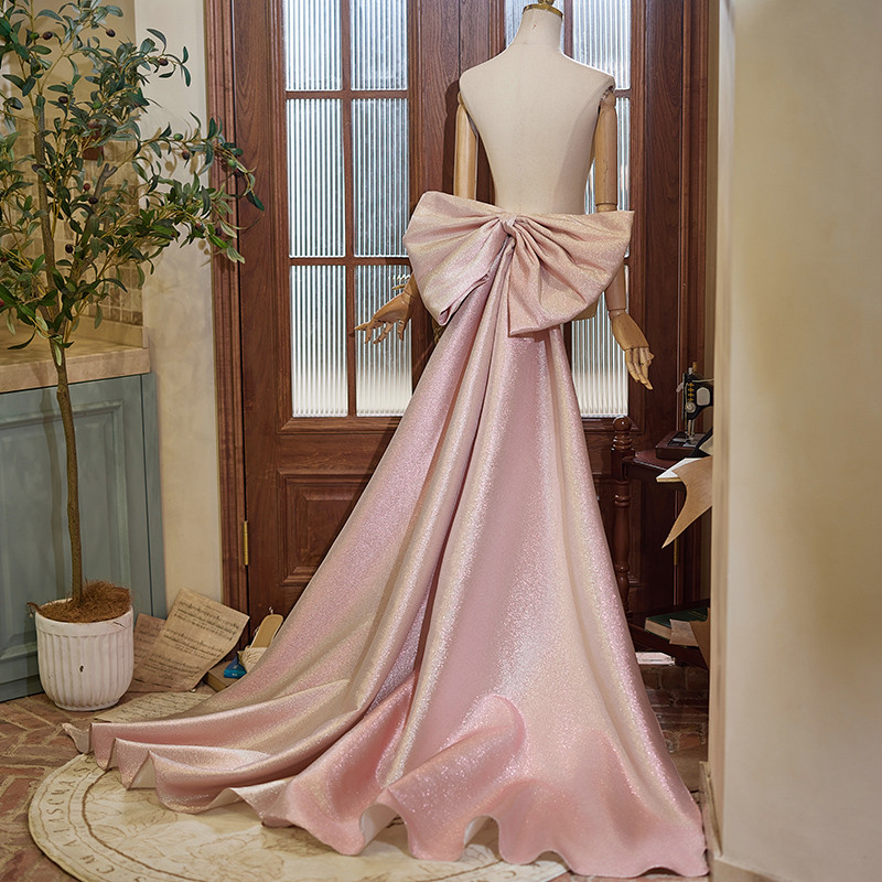 ロングトレーン 裾引き ピンク リボン 大トレーン 綺麗 DIY アクセサリー ウェディングドレス DTY054