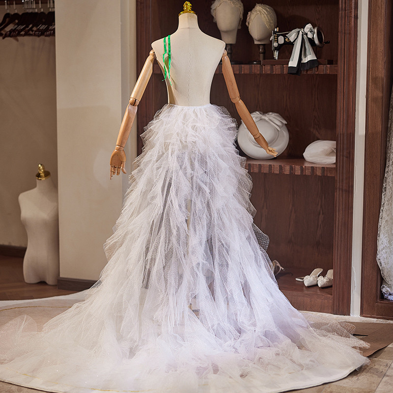 ロングトレーン 裾引き 白 大トレーン 高級感 DIY アクセサリー ウェディングドレス DTY062