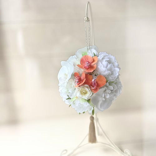 結婚式和装 22cmの大きな華玉ブーケ(おまかせ1輪ブトニア プレゼント