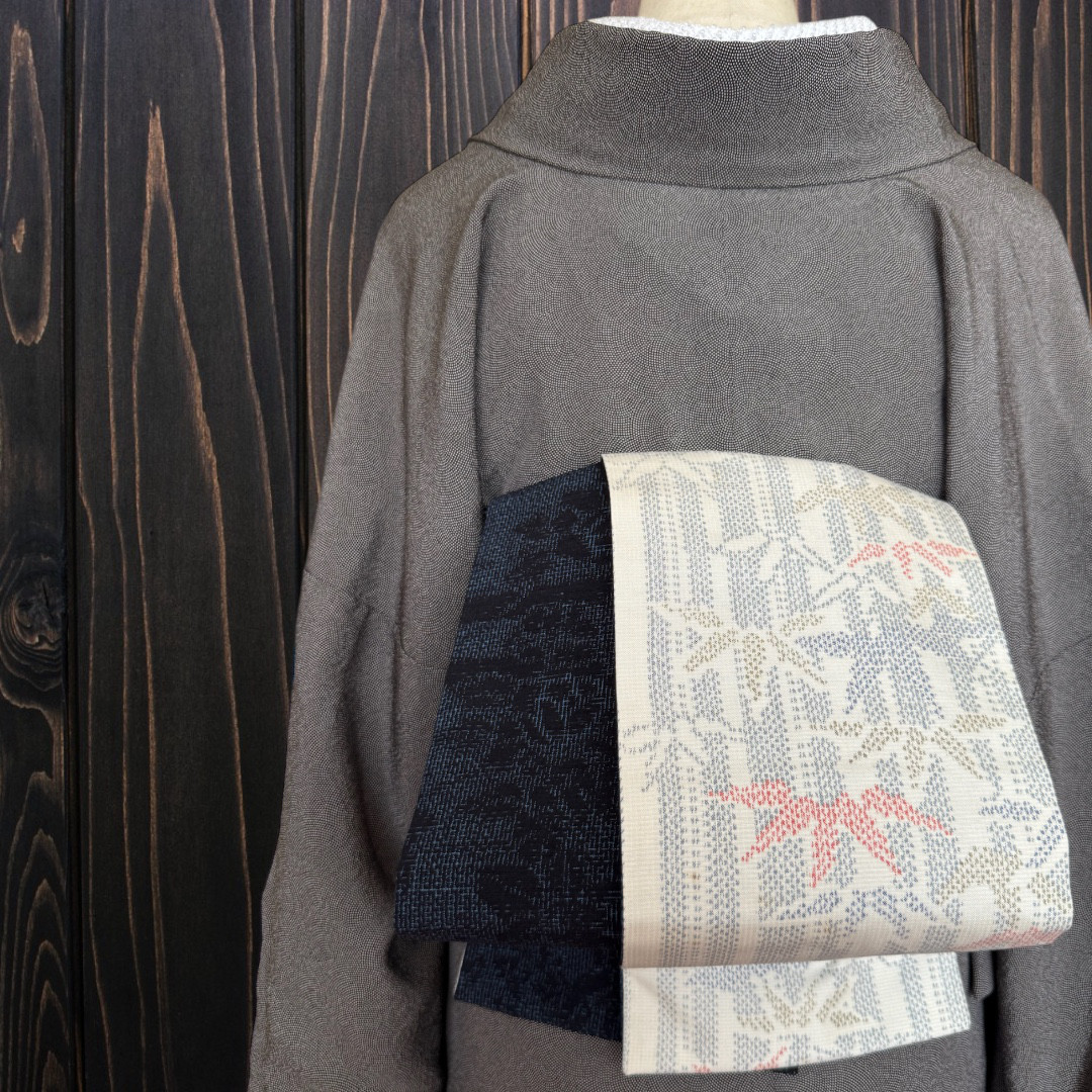 *着物反物*　塩沢紬と結城紬　大人の兵児帯　半幅帯　長尺470cm