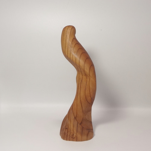 木製彫刻アートオブジェ 約30cm 木彫刻 アート『 鳥 』オブジェ 立像 芸術 アート ハンドメイド 杉