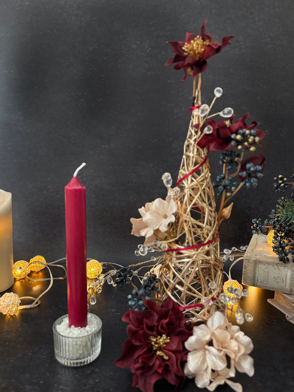 ノエルジュエルツリー ～ 大人のクリスマスツリー（アーティシャルフラワー 造花）～ 光触媒加工 8枚目の画像