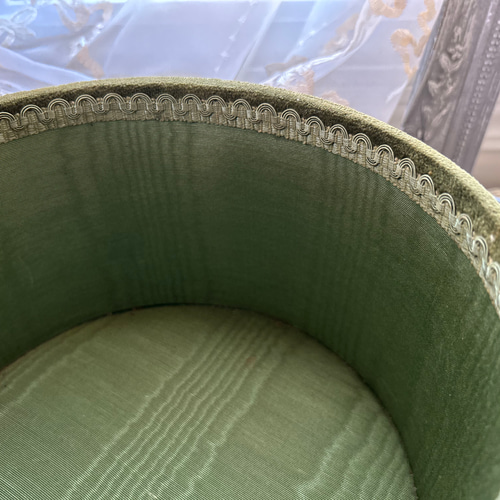 フランスアンティーク カルトナージュ ラウンドボックス カーキ