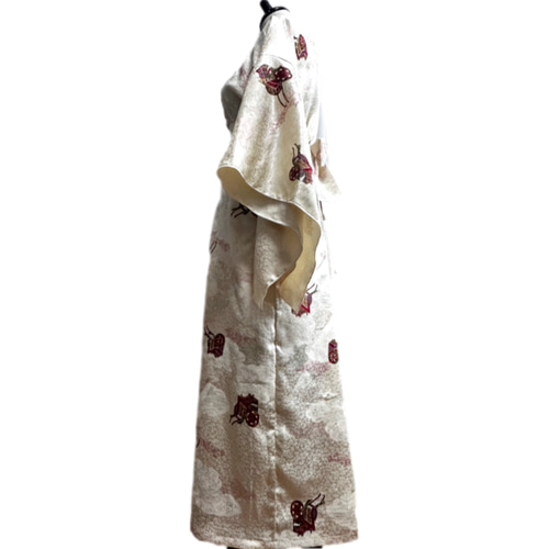 着物リメイク コントラストドレス 振袖御所車×着物柄 和柄