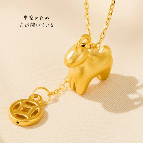 K24 K24純金馬モチーフペンダントトップ24金ゴールド干支午K24中空馬