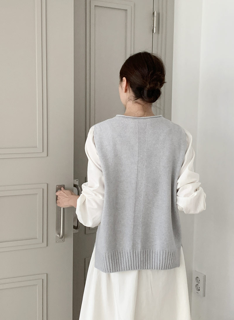 カシミヤ混ニットベスト レディーストップス 秋冬 新作 ホールガーメント無縫製シームレス/V112H001