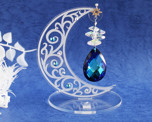 省スペースに飾れる☆置き型三日月の雫サンキャッチャー［受注制作