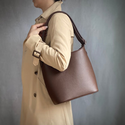 シュリンクレザー 2wayショルダー【マロンブラウン】 ◇仕事にも、休日