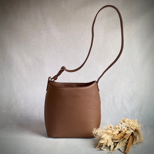 シュリンクレザー 2wayショルダー【マロンブラウン】 ◇仕事にも、休日