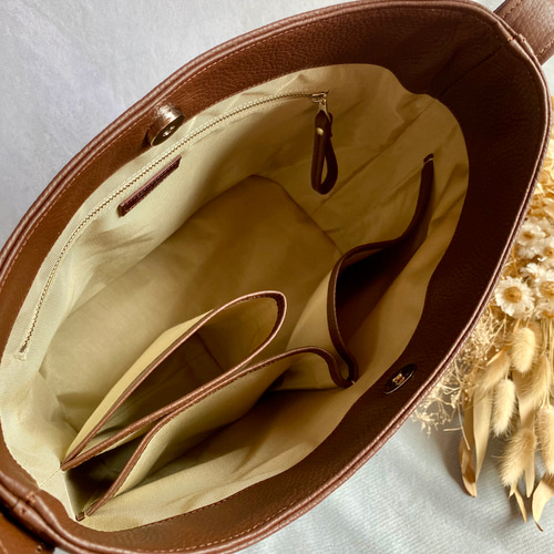 シュリンクレザー 2wayショルダー【マロンブラウン】 ◇仕事にも、休日