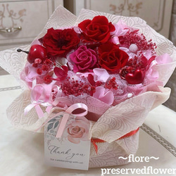 ✨特大✨高級感のある淡い紫＆水色ミックスバラプリザ✨ラッピングの