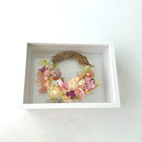贈り物に最適 埃や湿気から守る 文字入りフラワーボックス華やかリース