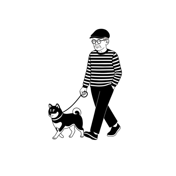 黒柴 散歩 Tシャツ【名入れ可】柴犬 ギフト プレゼント プリント アウトドア 豆柴 2枚目の画像