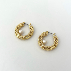 Swarovski Pearlビーズフープピアス 5枚目の画像