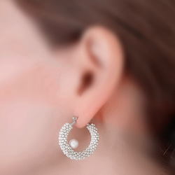 Swarovski Pearlビーズフープピアス 12枚目の画像