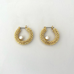 Swarovski Pearlビーズフープピアス 6枚目の画像