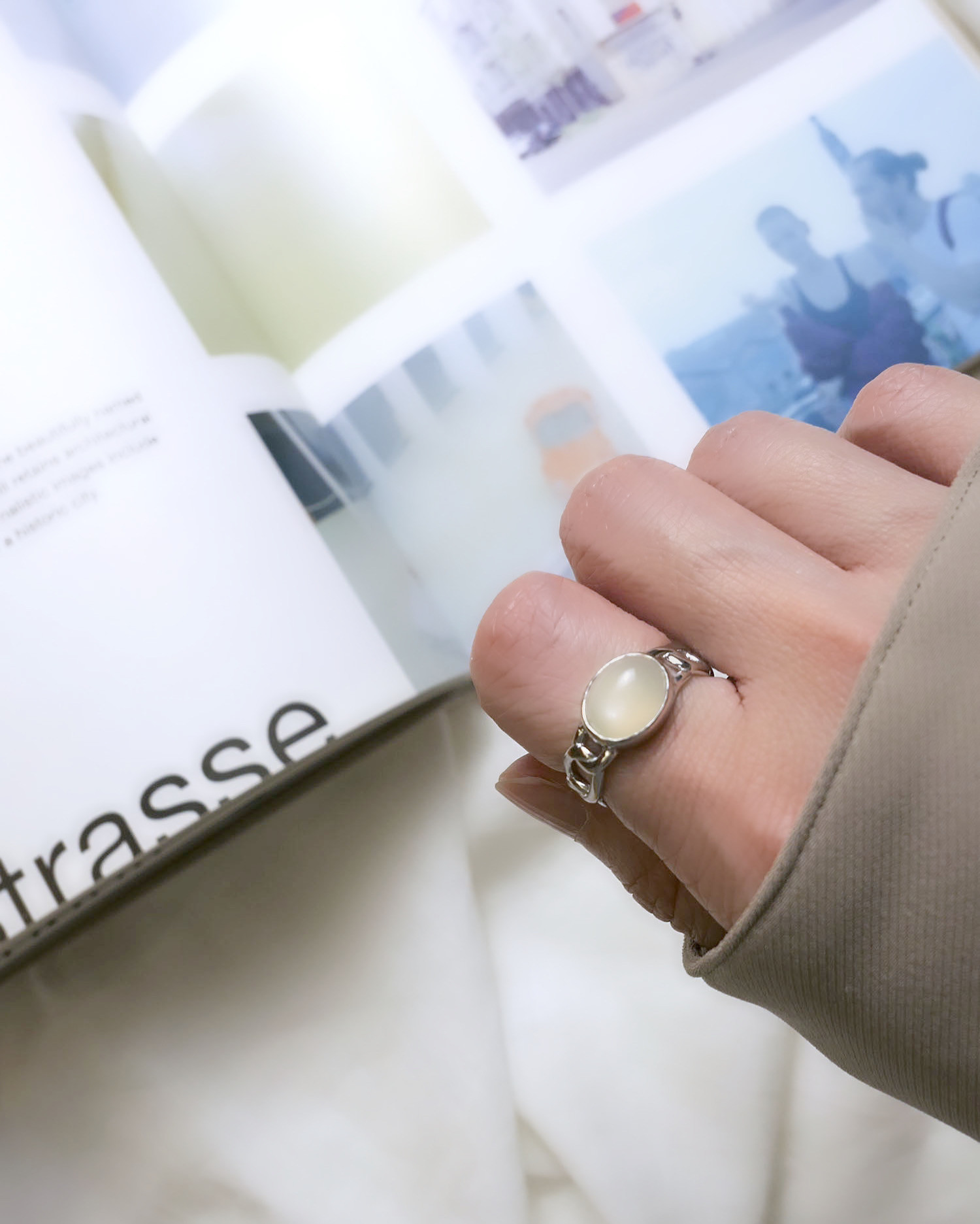 RINGS | 天然石 キヘイチェーン フリーリング [ホワイトムーンストーン] R0045