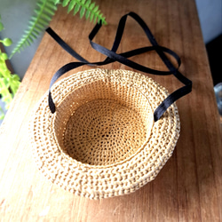 タミーちゃん用　浅型カンカン帽子2wayリボンハット　15.5cm 4枚目の画像