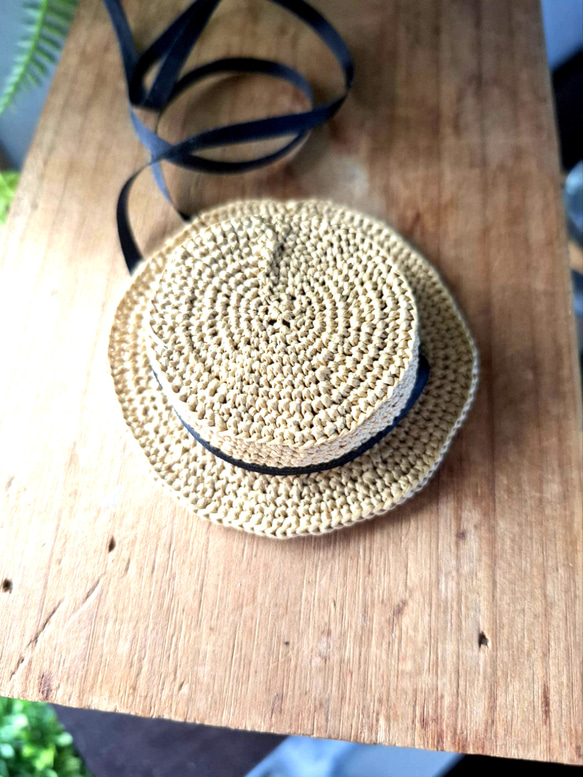 タミーちゃん用　浅型カンカン帽子2wayリボンハット　15.5cm 3枚目の画像