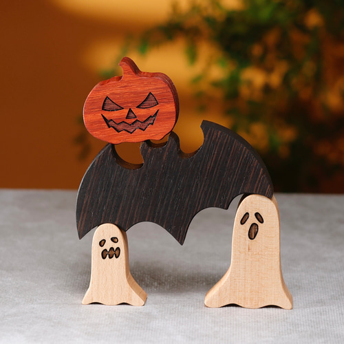 ハロウィン 家型オブジェ new!》ハロウィン オブジェ 飾り こうもり かぼちゃ おばけ 木製