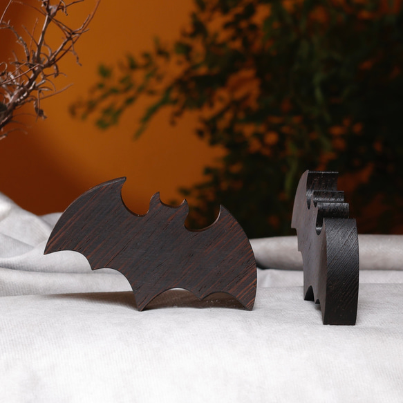ハロウィン　オブジェ　飾り　こうもり　かぼちゃ　おばけ　木製　無垢材 8枚目の画像
