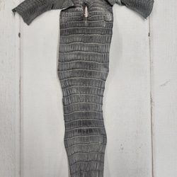 ワニ革　クレイフィニッシュ　墨黒　No.C008682 5枚目の画像