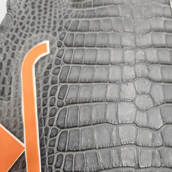 ワニ革　クレイフィニッシュ　墨黒　No.C008682 9枚目の画像