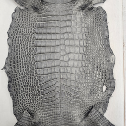 ワニ革　クレイフィニッシュ　墨黒　No.C008682 4枚目の画像