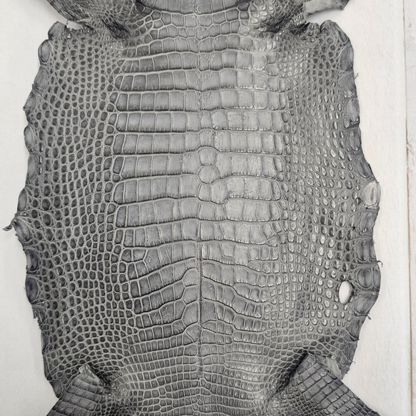 ワニ革　クレイフィニッシュ　墨黒　No.C008682 4枚目の画像